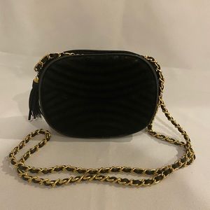 Lord & Taylor quilted velour crossbody chain purse